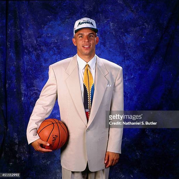Jason Kidd poses for a portrait after being drafted by the Dallas Mavericks on June 29, 1994 at the Hosier Dome in Indianapolis, Indiana. NOTE TO...