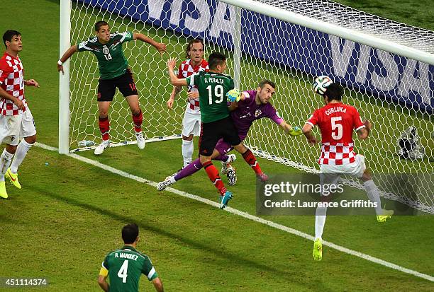 Stipe Pletikosa of Croatia makes a save during the 2014 FIFA World Cup Brazil Group A match between Croatia and Mexico at Arena Pernambuco on June...