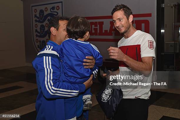 Frank Lampard of England meets namesake Leandro Lampard at the Royal Tulip Hotel on June 22, 2014 in Rio de Janeiro, Brazil.