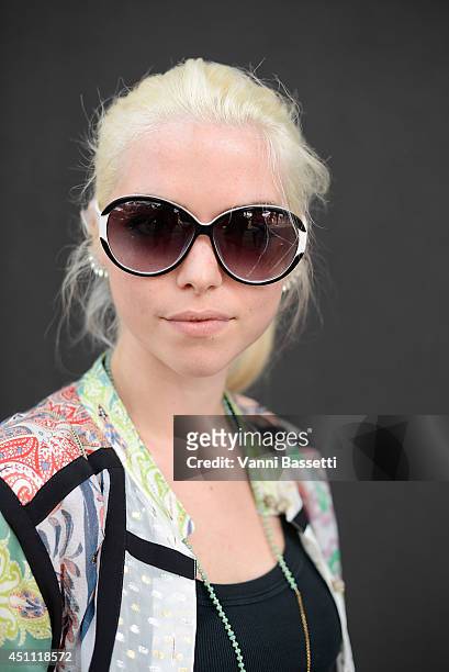 Alice Etro is seen wearing an Etro total look before Etro show on June 23, 2014 in Milan, Italy.