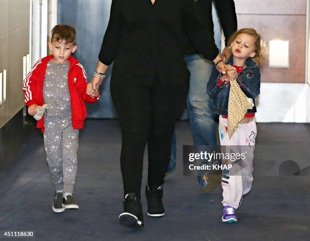 Nicole Richie's children Sparrow Madden and Harlow Madden are seen upon arrival at Sydney International Airport on June 24, 2014 in Sydney, Australia.
