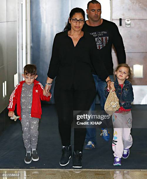 Nicole Richie's children Sparrow Madden and Harlow Madden are seen upon arrival at Sydney International Airport on June 24, 2014 in Sydney, Australia.