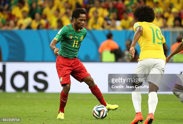 Jean II Makoun of Cameroon in action during the 2014 FIFA World Cup Brazil Group A match between Cameroon and Brazil at Estadio Nacional on June 23,...