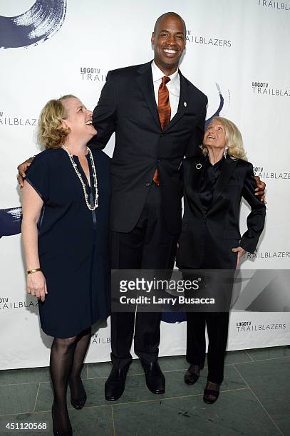 Roberta Kaplan, basketball player Jason Collins and Edie Windsor attend Logo TV's "Trailblazers" at the Cathedral of St. John the Divine on June 23,...