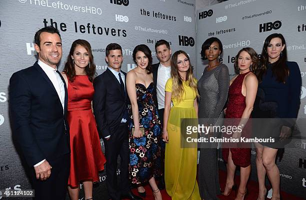 Actors Justin Theroux, Amy Brenneman, Charlie Carver, Margaret Qualley, Max Carver, Emily Meade, Amanda Warren, Carrie Coon, and Liv Tyler attend...
