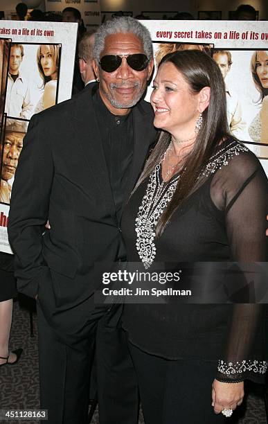 Morgan Freeman and Camryn Manheim during An Unfinished Life New York City Premiere - Outside Arrivals at Directors Guild of America Theater in New...