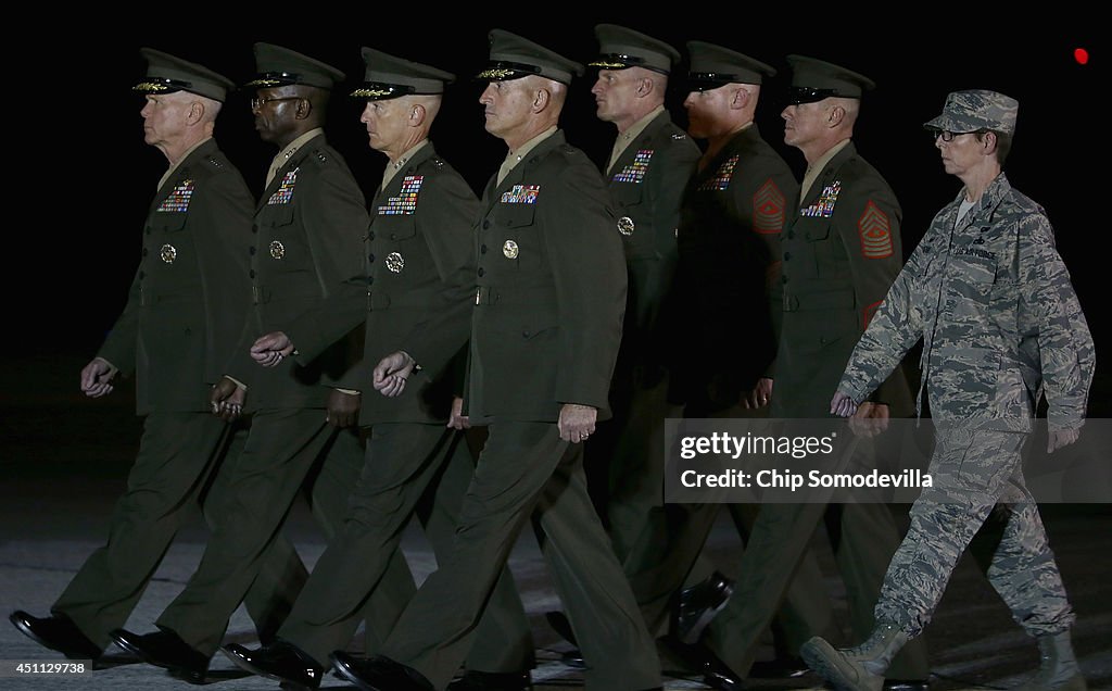 Bodies Of Three Marines Killed In Afghanistan Arrive Back To US Via Dover AFB