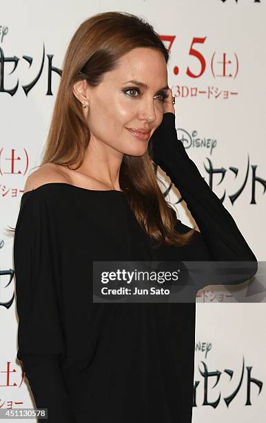Angelina Jolie attends "Maleficent" press conference for Japan premiere at Grand Hyatt Tokyo on June 24, 2014 in Tokyo, Japan.