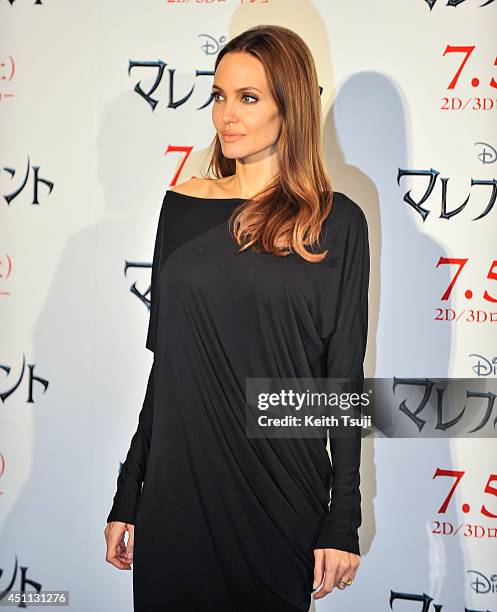 Angelina Jolie attends "Maleficent" press conference for Japan premiere at Grand Hyatt Tokyo on June 24, 2014 in Tokyo, Japan.