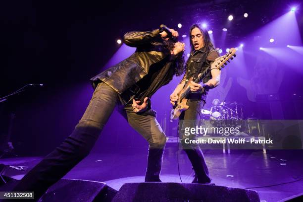 Nuno Bettencourt and Gary Cherone from Extreme perform at Le Bataclan on June 23, 2014 in Paris, France.
