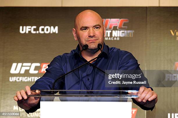 Dana White, President UFC during the Macao UFC Fight Night Press Conference at the Four Season Hotel on June 24, 2014 in Hong Kong, Hong Kong.