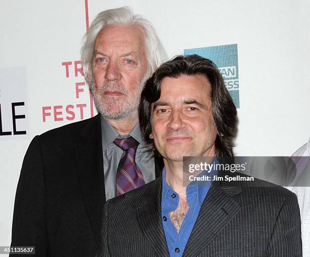 Donald Sutherland and Griffin Dunne during 4th Annual Tribeca Film Festival - Fierce People Premiere - Outside Arrivals at Tribeca Performing Arts...