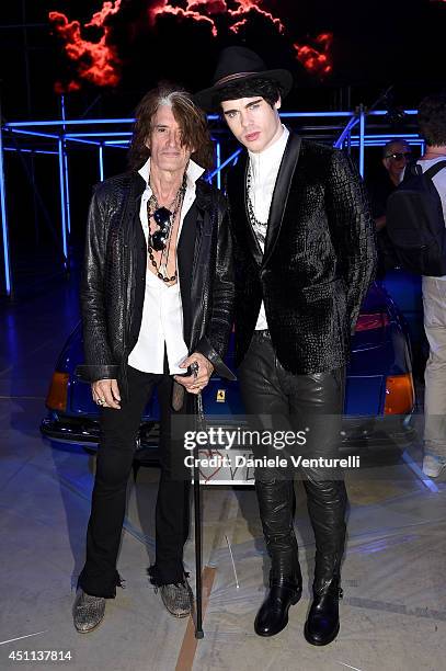 Joe Perry and Leon Else attend the Roberto Cavalli show during the Milan Menswear Fashion Week Spring Summer 2015 on June 24, 2014 in Milan, Italy.