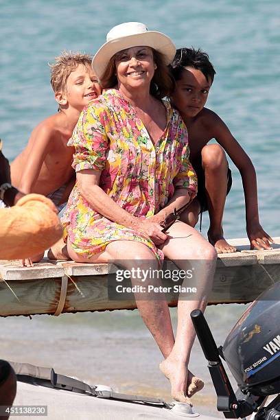 Chantal Goya is seen at Le Club 55 on August 17, 2009 in Saint-Tropez, France.