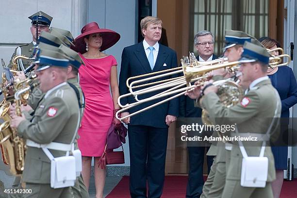 Queen Maxima of The Netherlands and King Willem-Alexander of The Netherlands at the Presidential Palace during their trip to Poland on June 24, 2014...