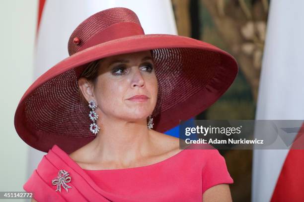 Queen Maxima of The Netherlands during a press conference at Belvedere Palace as part of her trip to Poland on June 24, 2014 in Warsaw, Poland.