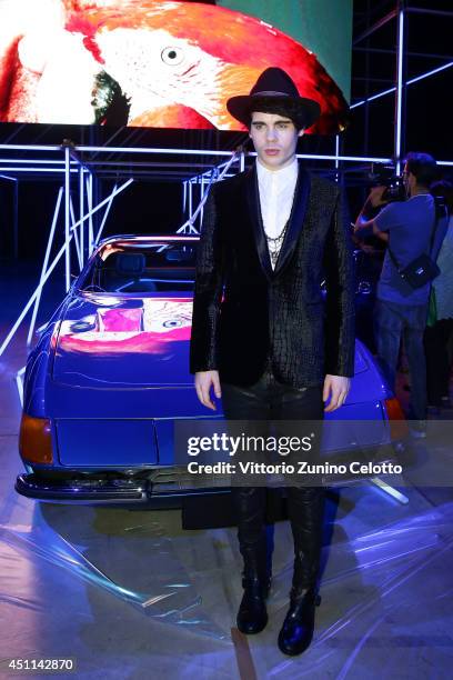 Leon Else attends the Roberto Cavalli show during the Milan Menswear Fashion Week Spring Summer 2015 on June 24, 2014 in Milan, Italy.