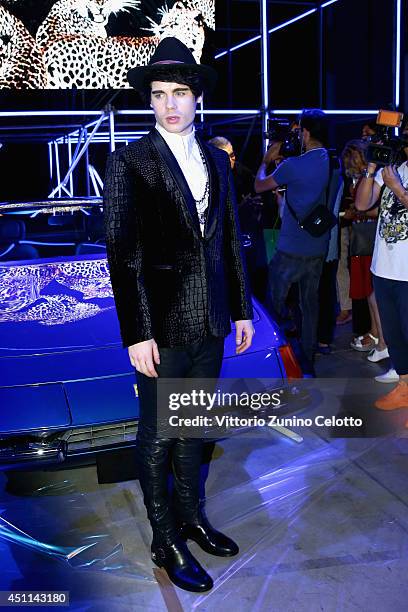 Leon Else attends the Roberto Cavalli show during the Milan Menswear Fashion Week Spring Summer 2015 on June 24, 2014 in Milan, Italy.