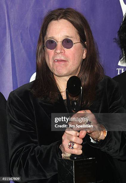Ozzy Osbourne of Black Sabbath, inductee during 21st Annual Rock and Roll Hall of Fame Induction Ceremony - Press Room at Waldorf Astoria in New York...