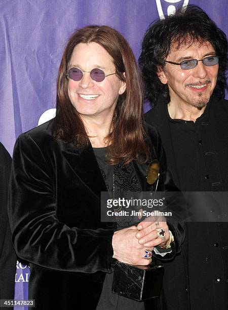 Ozzy Osbourne and Tony Iommi of Black Sabbath, inductees