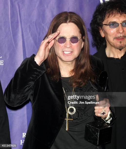 Ozzy Osbourne and Tony Iommi of Black Sabbath, inductees