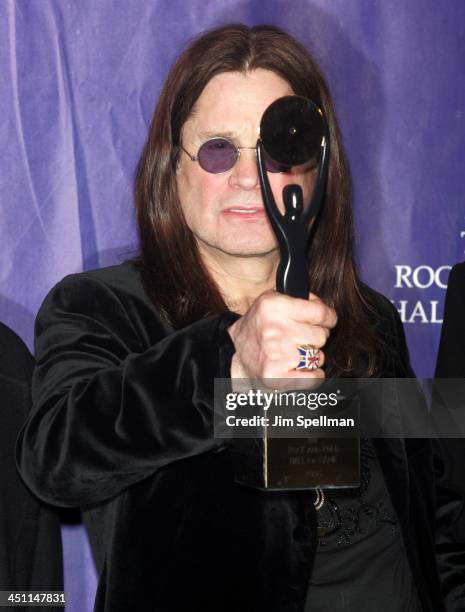 Ozzy Osbourne of Black Sabbath, inductee during 21st Annual Rock and Roll Hall of Fame Induction Ceremony - Press Room at Waldorf Astoria in New York...