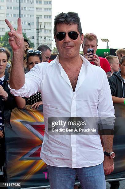 Simon Cowell arrives for the London Auditions of X Factor at Emirates Stadium on June 24, 2014 in London, England.