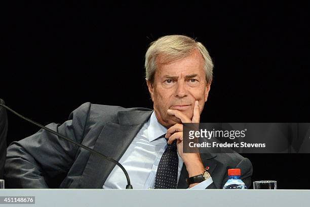 Vincent Bollore, the current vice-chairman of Vivendi and largest shareholder attend the company's shareholders meeting on June 24, 2014 in Paris,...