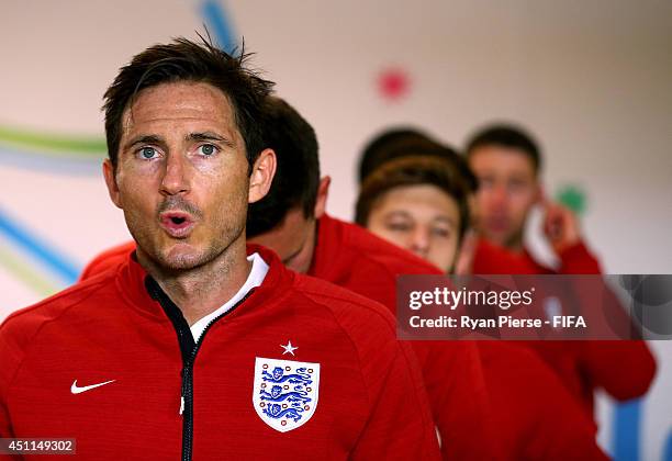Frank Lampard of England looks on in the tunnel prior to the 2014 FIFA World Cup Brazil Group D match between Costa Rica and England at Estadio...