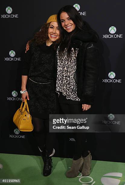 Anastasia Zampounidis and Maja Maneiro attend the Microsoft Xbox One launch party at the Microsoft Center on November 21, 2013 in Berlin, Germany....
