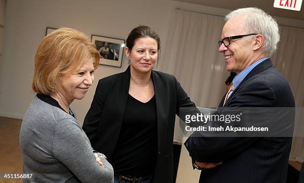 Producers Letty Aronson and Emma Tillinger Koskoff with moderator Tim Gray attend Variety Awards Studio - Day 2 at the Leica Gallery and Store on...