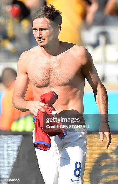 England's midfielder Frank Lampard reacts after the Group D football match between Costa Rica and England at The Mineirao Stadium in Belo Horizonte...