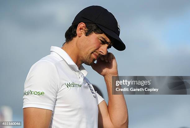 England captain Alastair Cook after losing the 2nd Investec Test match between England and Sri Lanka at Headingley Cricket Ground on June 24, 2014 in...