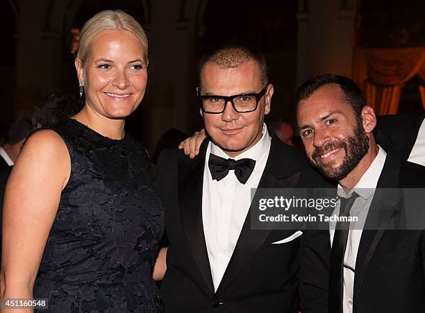 Crown Princess Mette-Marit of Norway, Boris Nikolic and Josh Wood attend the amfAR Inspiration Gala New York 2014 at The Plaza Hotel on June 10, 2014...