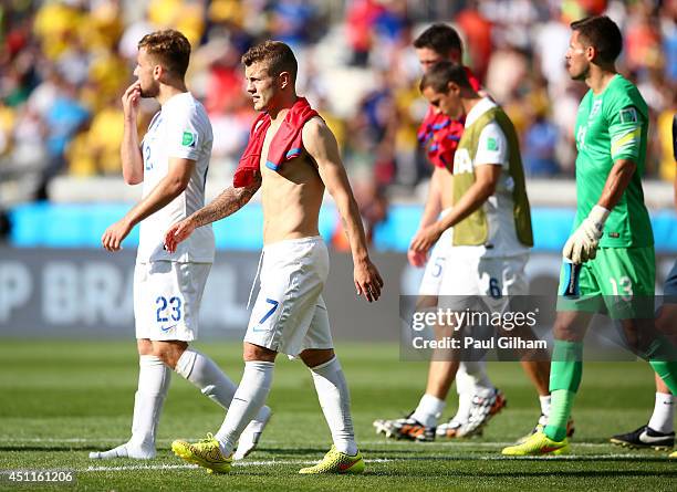 Jack Wilshere of England looks on with teammates after a 0-0 draw during the 2014 FIFA World Cup Brazil Group D match between Costa Rica and England...