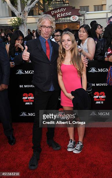Actor Andy Dick and daughter Meg arrive for the Premiere Of Columbia Pictures' "22 Jump Street" held at Regency Village Theatre on June 10, 2014 in...