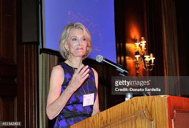 Constance Towers Gavin speaks at The Blue Ribbon 45th anniversary luncheon at The California Club on November 21, 2013 in Los Angeles, California.