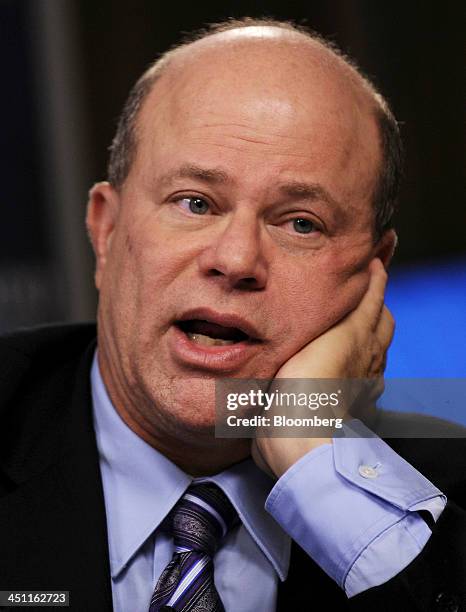 David Tepper, president of Appaloosa Management LP, speaks during television interview at the Robin Hood investors conference in New York, on...