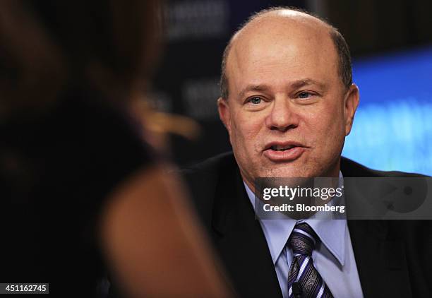 David Tepper, president of Appaloosa Management LP, speaks during television interview at the Robin Hood investors conference in New York, on...