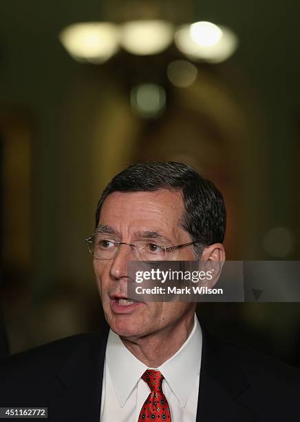 Sen. John Barrasso speaks during a news conference on Capitol Hill, June 24, 2014 in Washington, DC. Senate GOP leaders spoke to the media shortly...