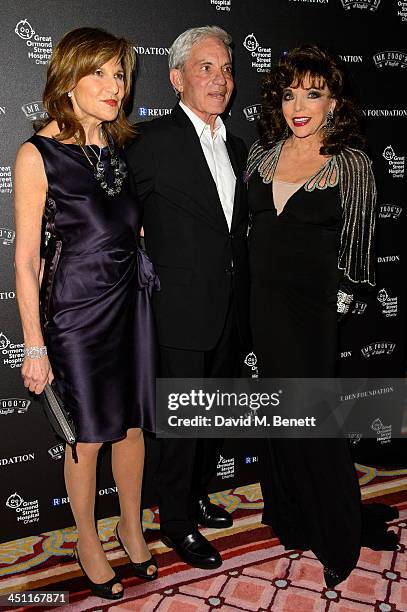 Joyce Reuben, Simon Reuben and Joan Collins attends the Reuben Foundation Dinner at Bridgewater House on November 21, 2013 in London, England.