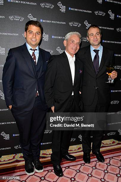 Jamie Reuben, Simon Reuben and Ben Goldsmith attends the Reuben Foundation Dinner at Bridgewater House on November 21, 2013 in London, England.