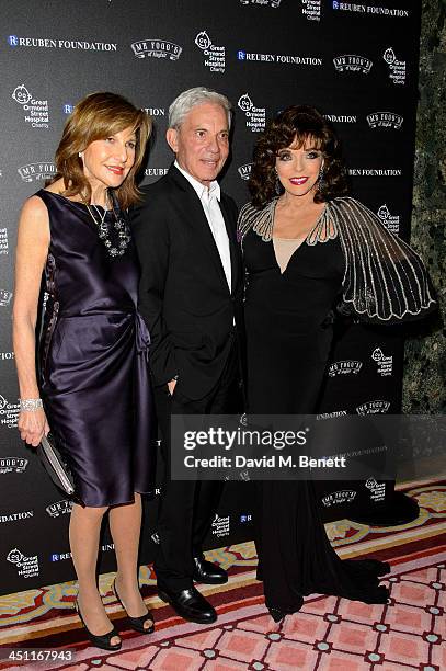 Joyce Reuben, Simon Reuben and Joan Collins attends the Reuben Foundation Dinner at Bridgewater House on November 21, 2013 in London, England.