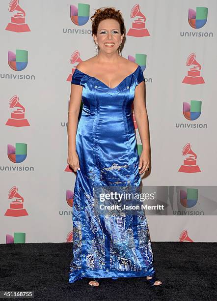 Singer Albita poses in the press room at the 14th Annual Latin GRAMMY Awards held at the Mandalay Bay Events Center on November 21, 2013 in Las...