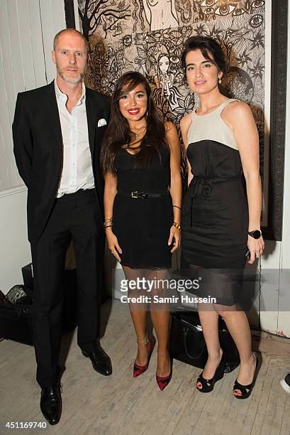 Jean David Malat, Leyla Aliyeva and Jamila Askarova attend a Private View for 'Illuminating The Future', an online auction with Christie's and £10...