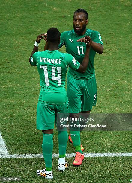 Ismael Diomande of the Ivory Coast enters the game for Didier Drogba during the 2014 FIFA World Cup Brazil Group C match between Greece and the Ivory...