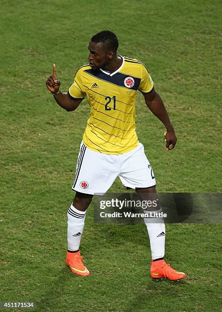 Jackson Martinez of Colombia celebrates scoring his team's third goal during the 2014 FIFA World Cup Brazil Group C match between Japan and Colombia...