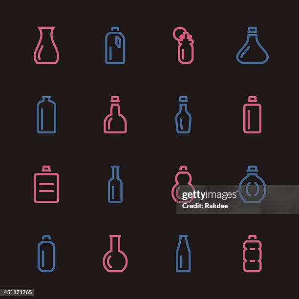 flasche-icons set 1-farbe series - tupperware essen stock-grafiken, -clipart, -cartoons und -symbole