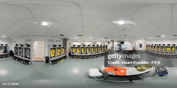 General view of Columbia dressing room before the 2014 FIFA World Cup Brazil Group C match between Japan v Colombia at Arena Pantanal on June 24,...