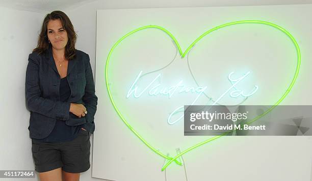Tracey Emin attends a private view of "Illuminating The Future: In Aid Of The Old Vic", a Christie's online auction benefiting The Old Vic Theatre...